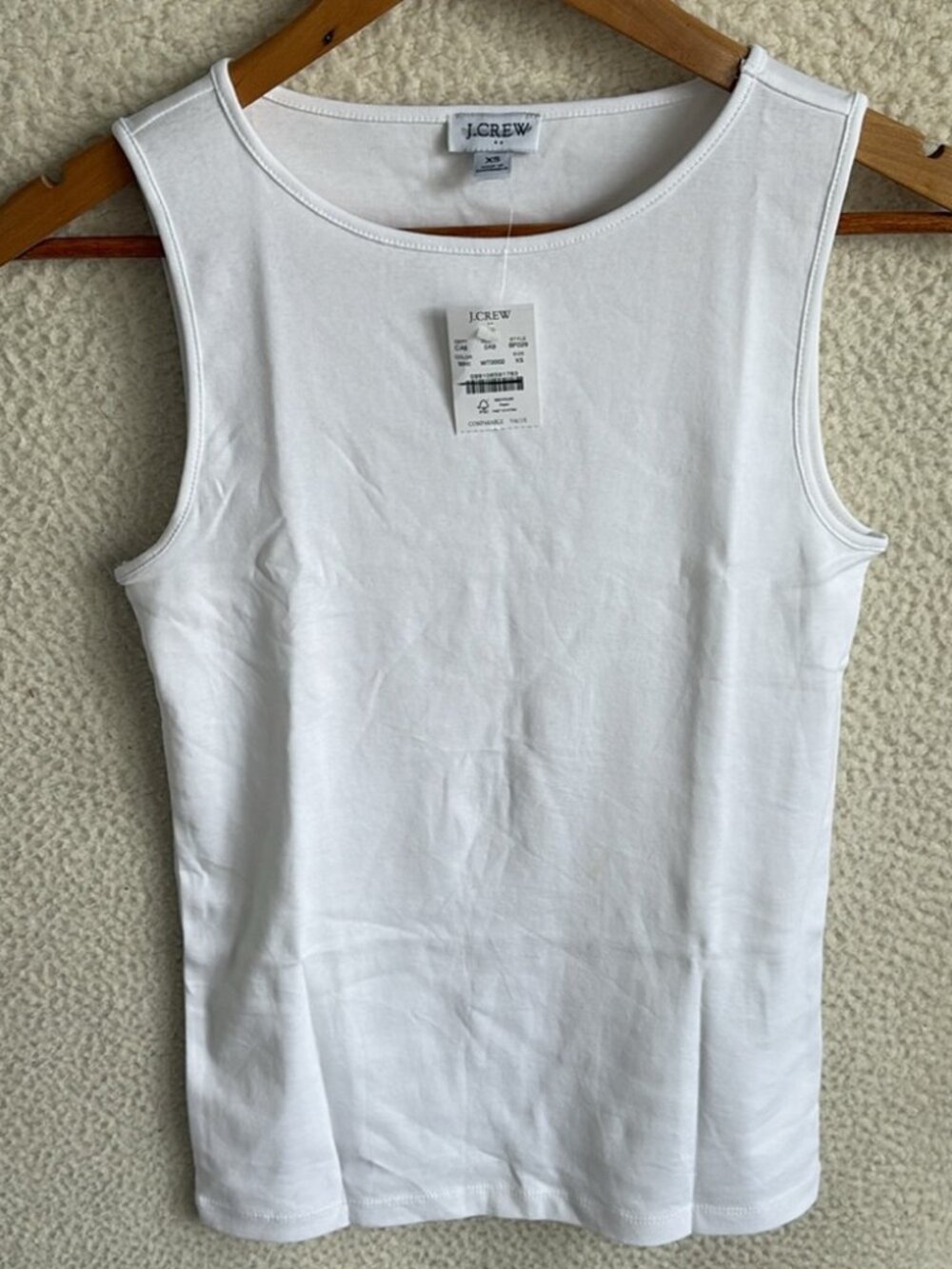 J.Crew Cotton Shell Tank Top White XS Classic Sleeveless Layering Tee